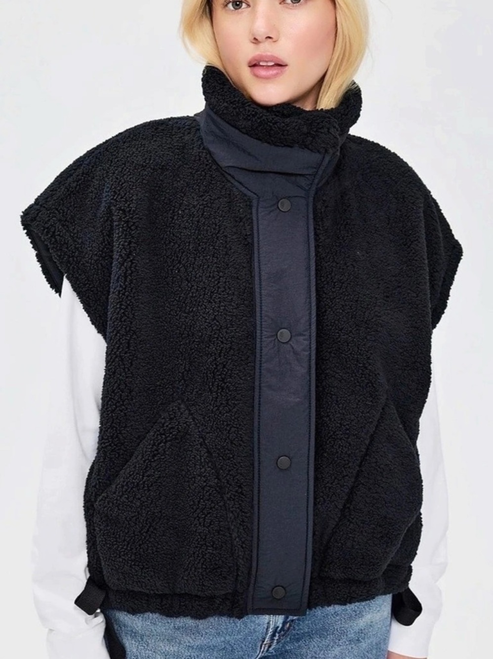 Free People Movement Scout It Out Sherpa Vest in Black Size XS